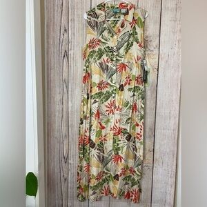 Vintage 90s Womens Bahama Beach Tropical Hawaiian Maxi Dress size Medium